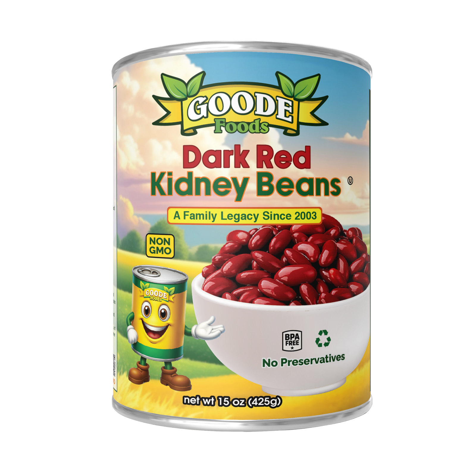Goode Foods canned dark red kidney beans, non-GMO, 15 oz can