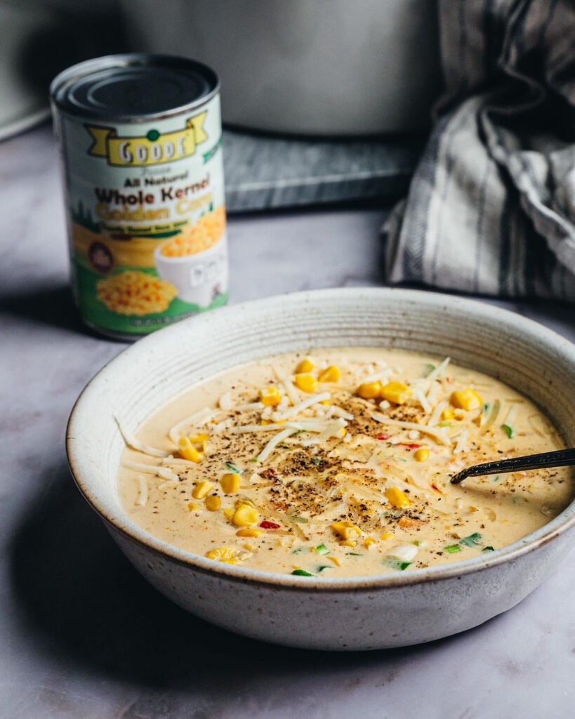 Corn cheese chowder soup