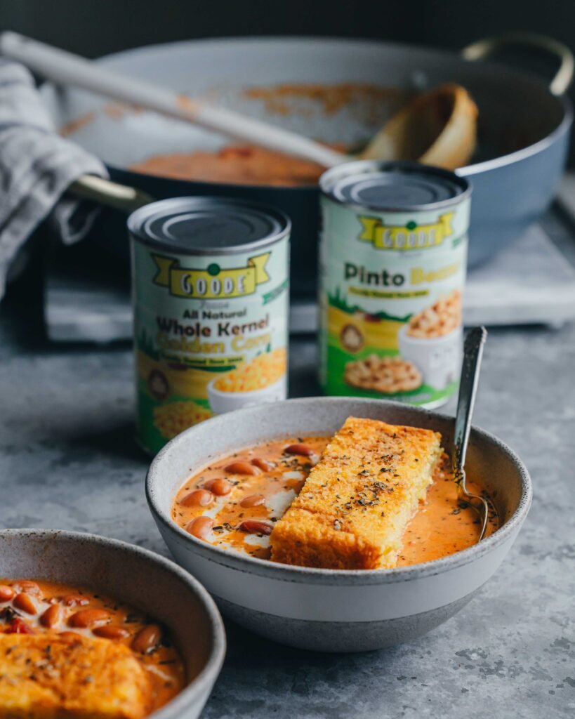 Cornbread and pinto bean stew
