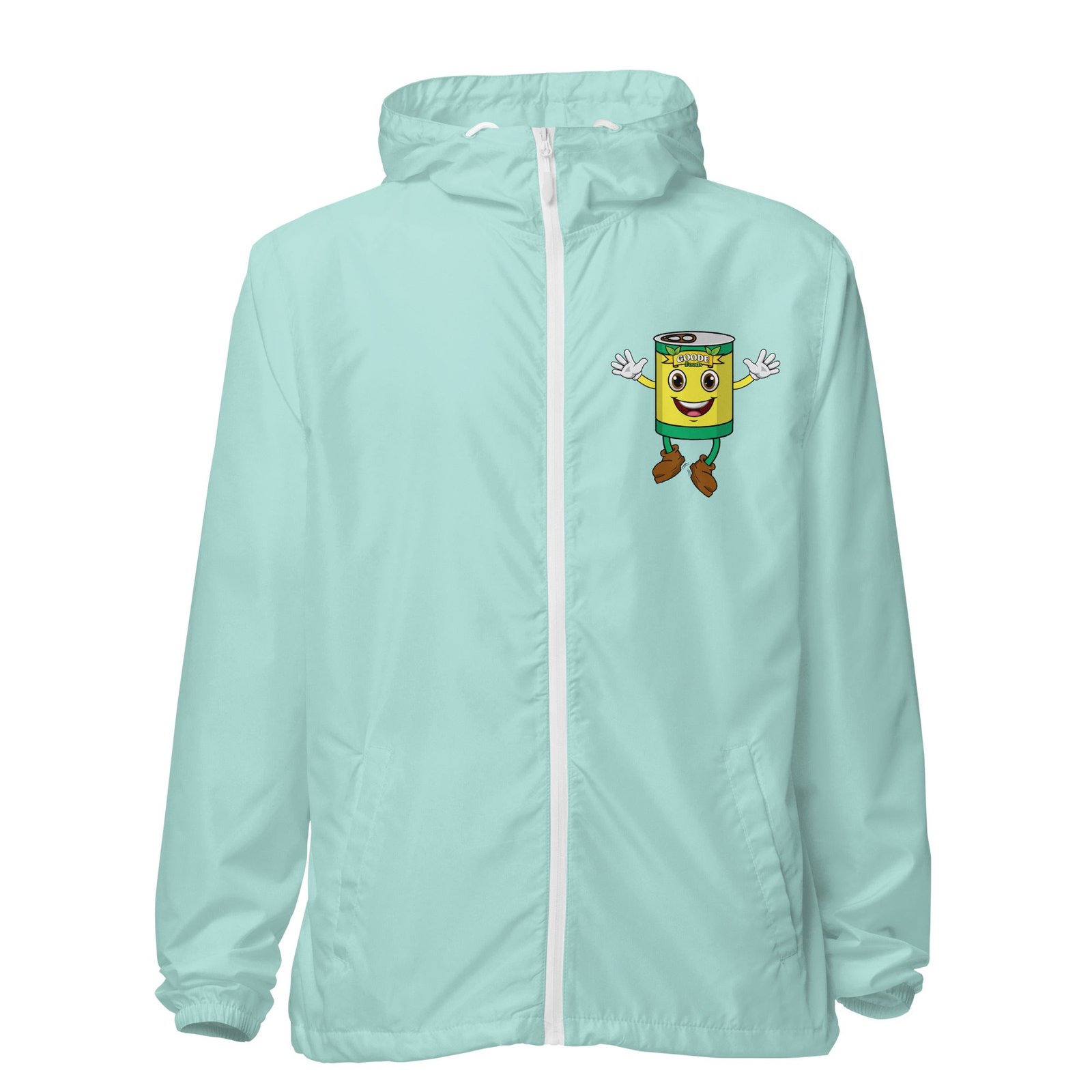 Goode Foods lightweight windbreaker in aqua